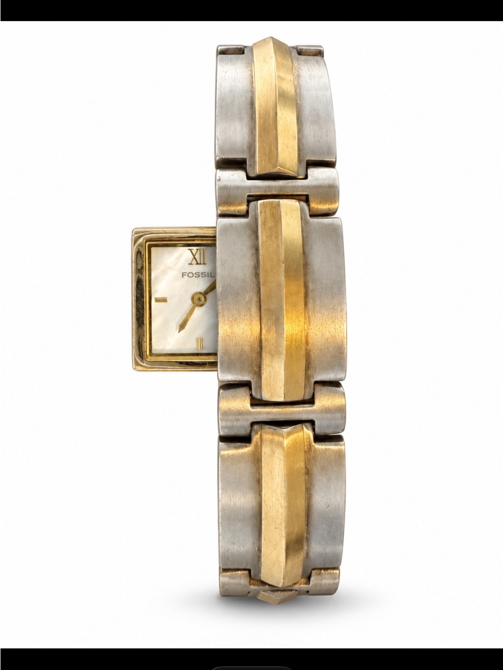 Rare peekaboo Fossil Two-Tone Gold and Silver Bracelet Watch for Women